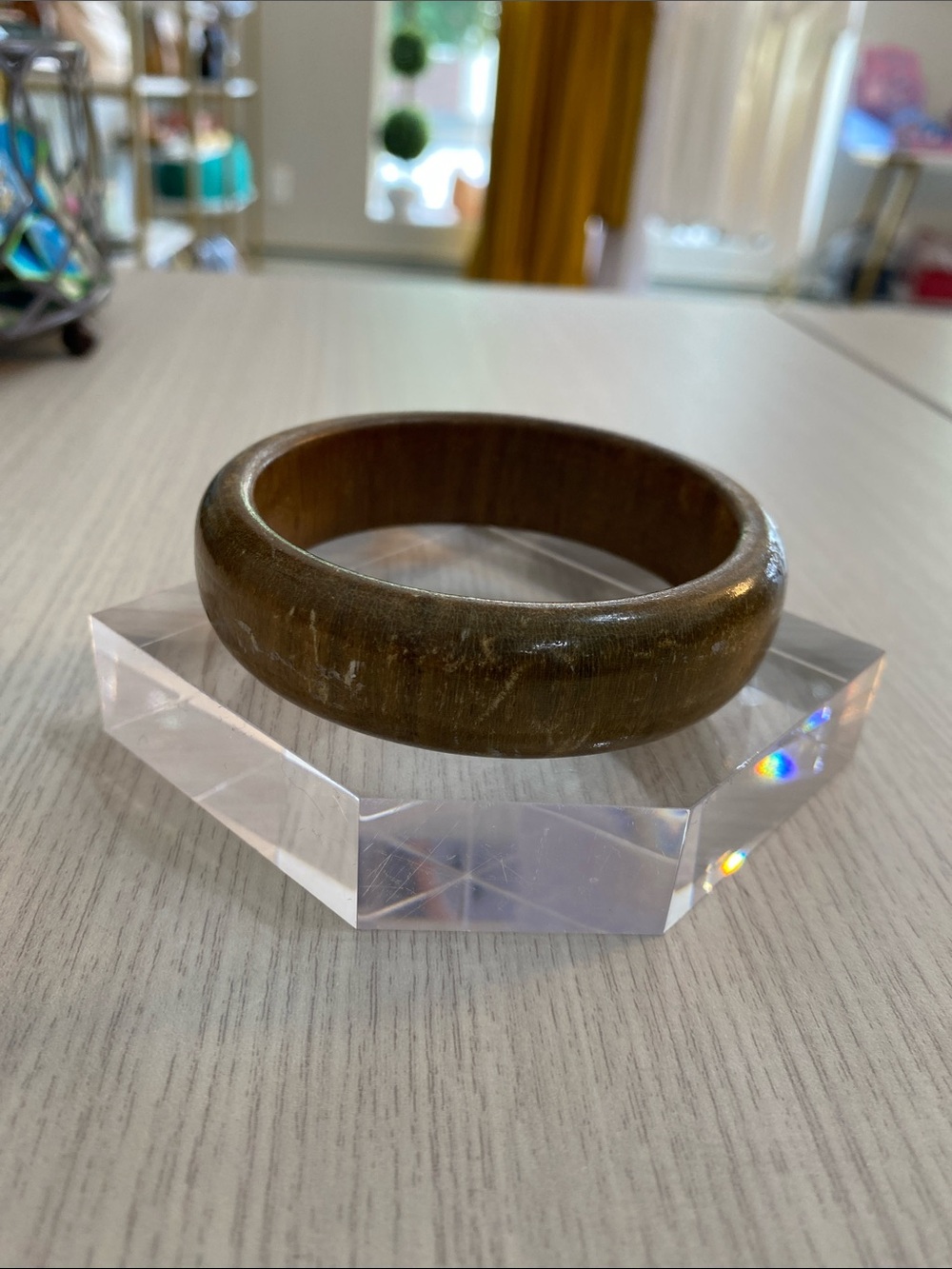 Wooden Round Bangle Bracelet - Olive Brown